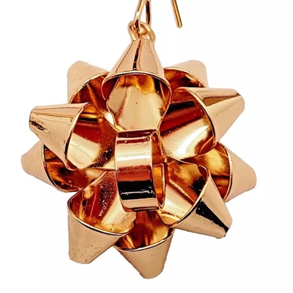 New Betsey Johnson Gold Bow Dangle Earrings - Picture 11 of 13